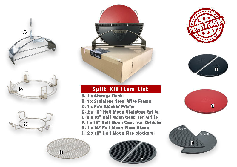 Sizzle Lift Split-Kit Ultimate Grill Set for Kamado/Kettle